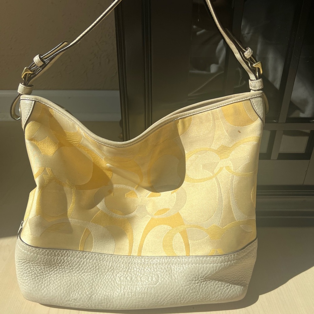 Coach Yellow and Cream Hobo Bag